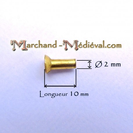 Countersunk head brass rivet : Ø 4 mm